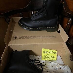 Black Leather Combat Boots